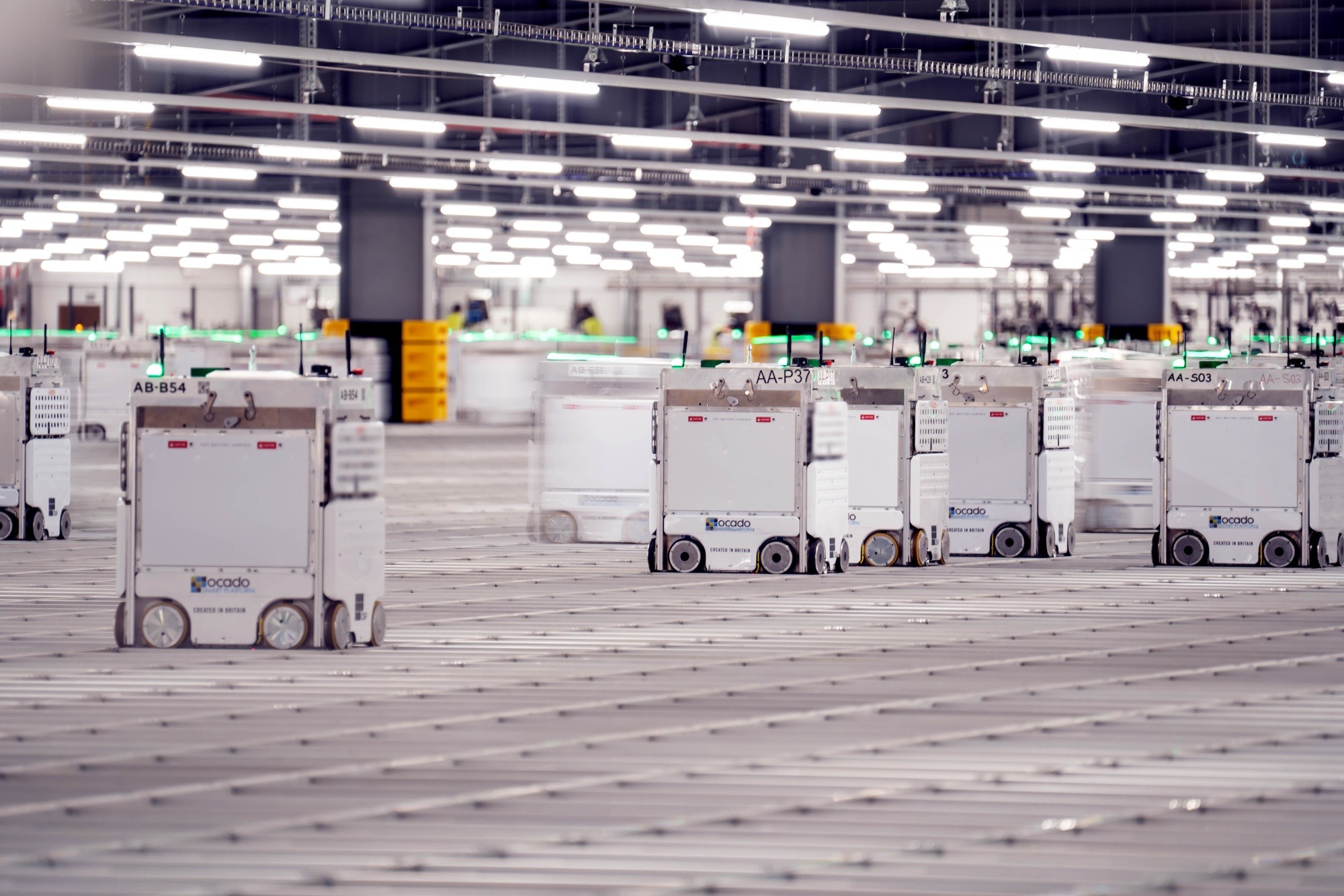 Ocado's automated packing robots. 