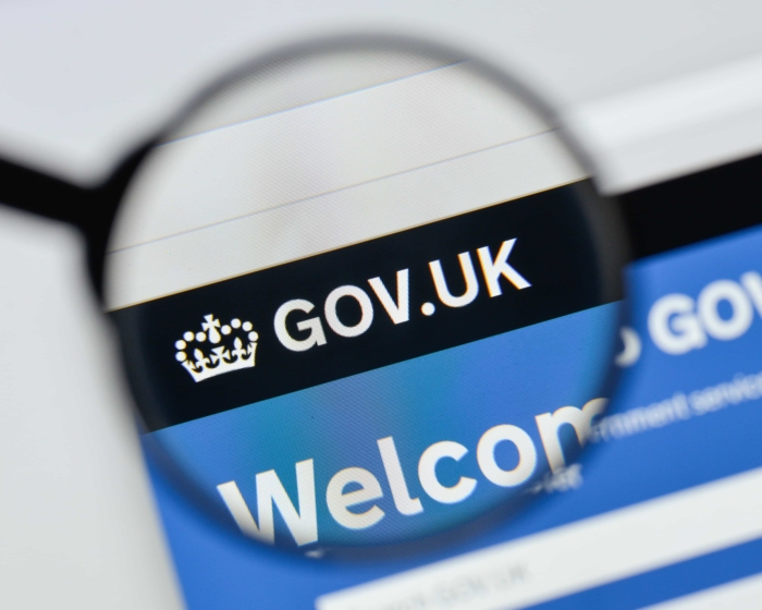 Magnifying glass over Gov.uk website